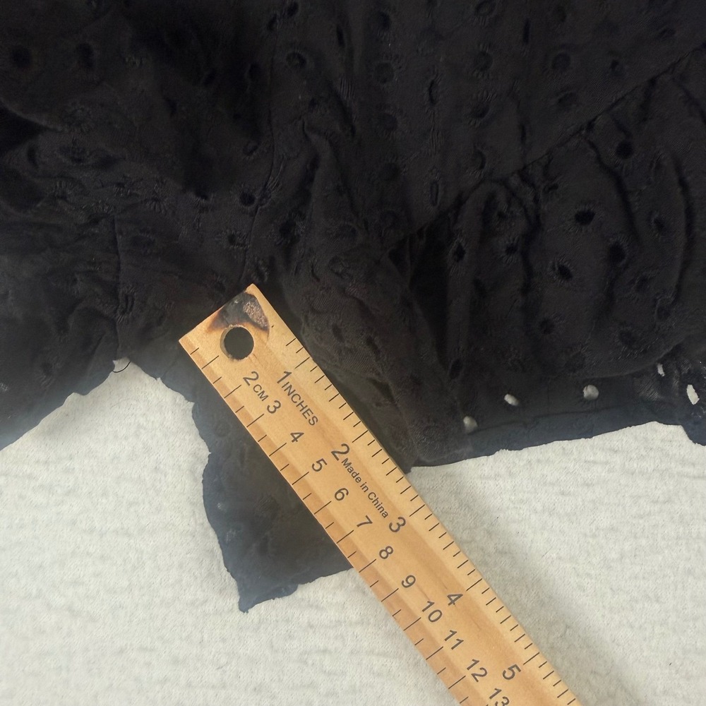 Pomander Place Eyelet Shorts Womens Large Black Cotton Boho Ruffle Y24301T New - Picture 8 of 11